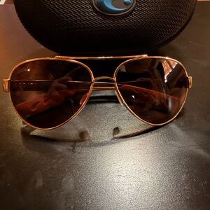 Costa Gold Frame Aviator Sunglasses with Brown Lenses